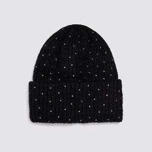 Zara Rhinestone Black Beanie